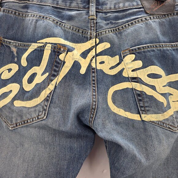 Ed Hardy by Christian Audigier Jeans Men's Vintage Jeans Big Logo Y2k 38x34 - Picture 8 of 16